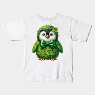 Clover Penguin St Patricks Day Kids T-Shirt